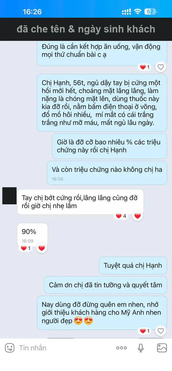 Ảnh chụp tin nhắn phản hồi của khách — đã che thông tin cá nhân